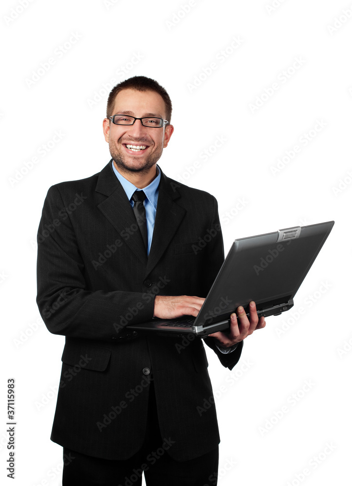 Handsome businessman with laptop Handsome businessman with laptop