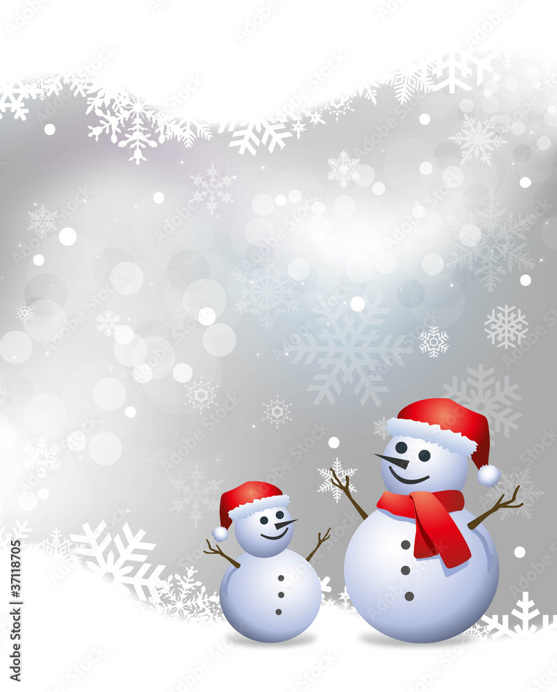 ベクター ホワイトクリスマスと雪だるまの背景 Stock Vector Adobe Stock