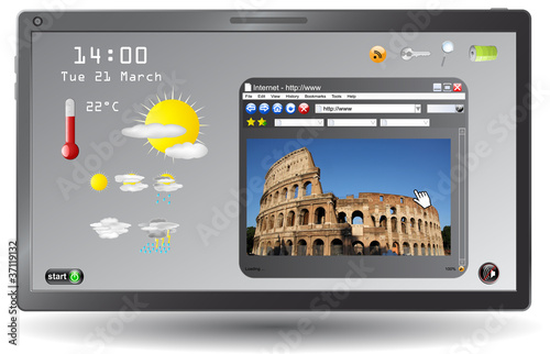 touchscreen tablet with information about holiday places