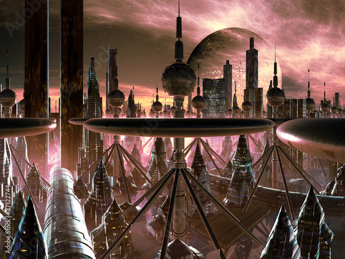 Fototapeta Naklejka Na Ścianę i Meble -  Futuristic Metropolis on Distant World