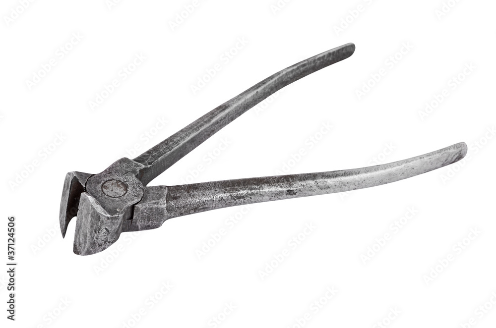 Old rusty nipper, isolated on white background Old rusty nipper, isolated on white background