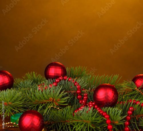 Christmas tree with beautiful New Year s balls