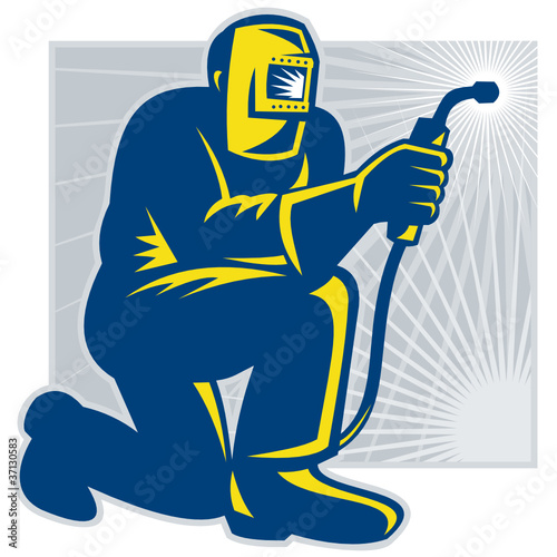 Welder Fabricator Welding Kneeling