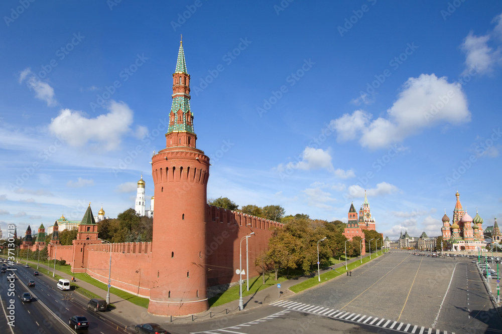 Kremlin,  Red Square, St Basil Cathedral panorama, Moscow
