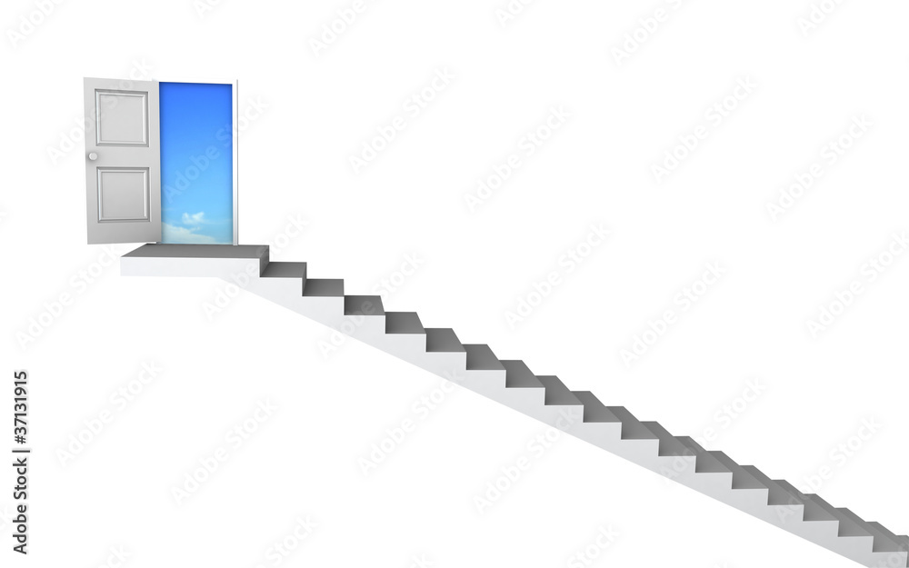 3D stairs up to clean sky with clipping path 3D stairs up to clean sky with clipping path