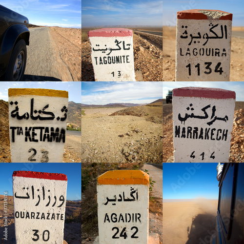 Composition of signs road in Morocco photo