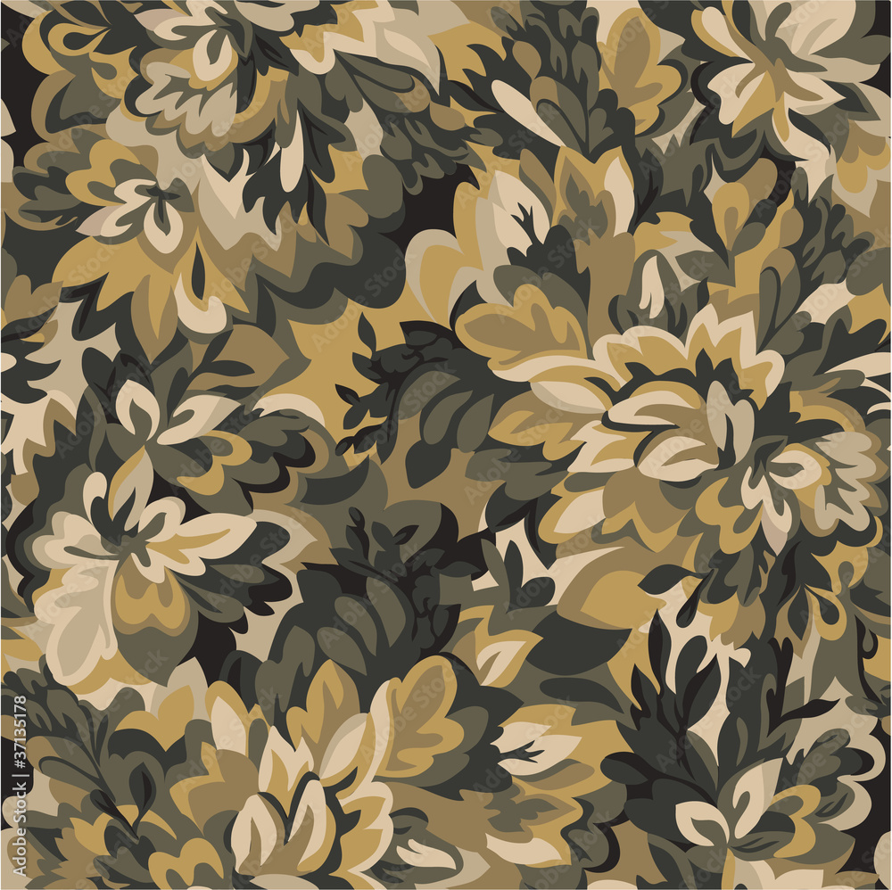 Floral camouflage in subdued colors