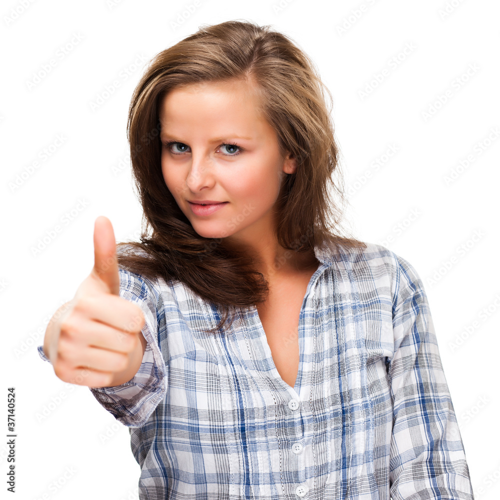 Woman showing OK sign isolated on white background Woman showing OK sign isolated on white background
