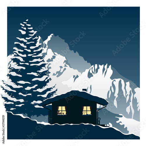 gemütliche Skihütte in den Bergen