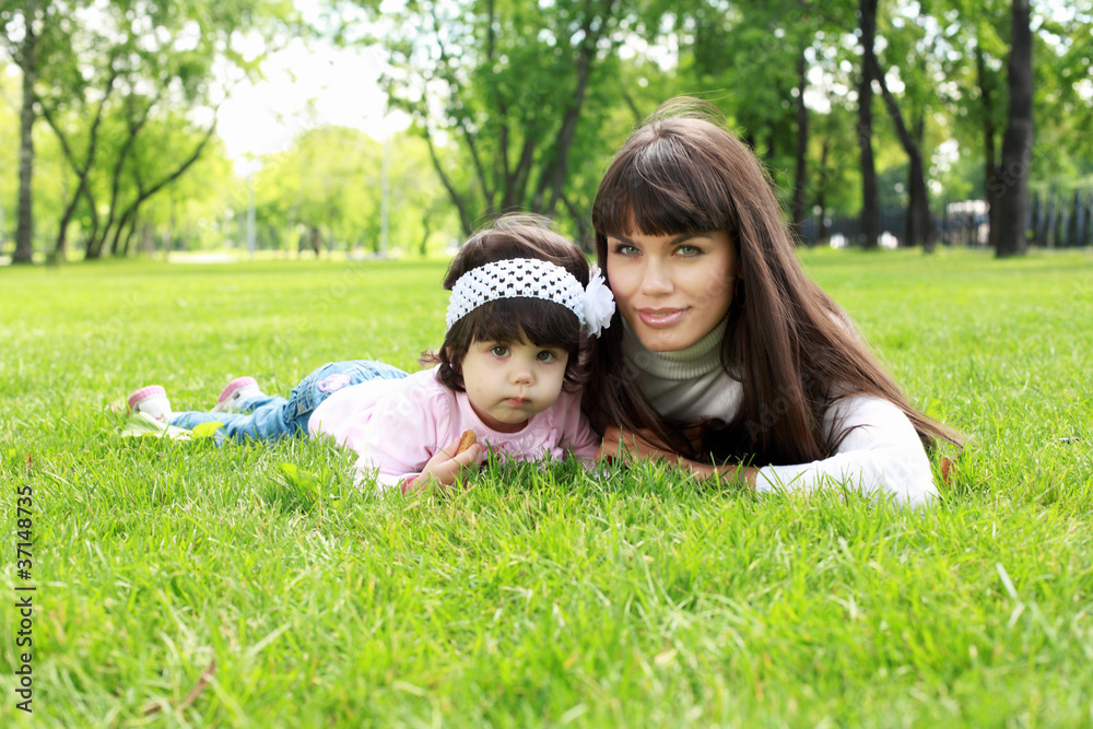Mother with her daughter outside Mother with her daughter outside