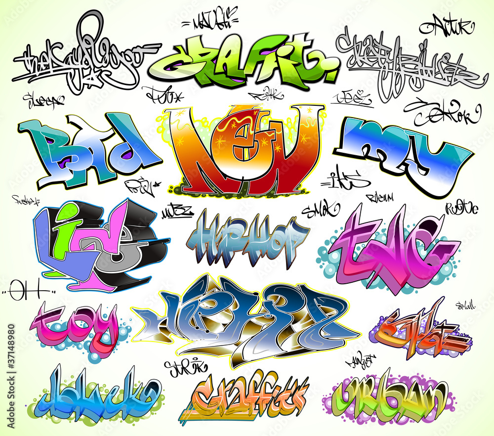 Graffiti design vector set