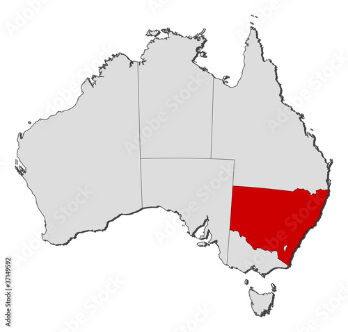 Map of Australia, New South Wales highlighted