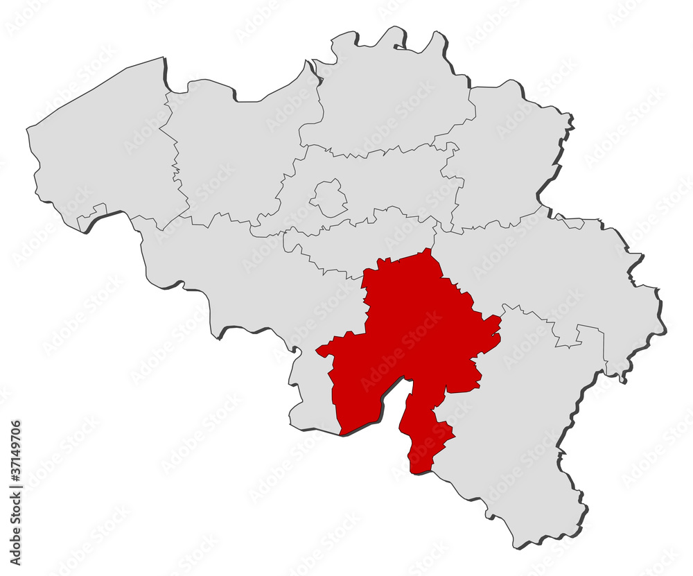 Map of Belgium, Namur highlighted