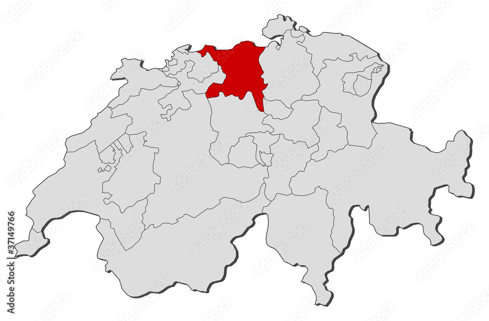 Map of Swizerland, Aargau highlighted