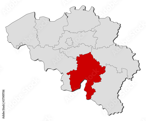 Map of Belgium, Namur highlighted