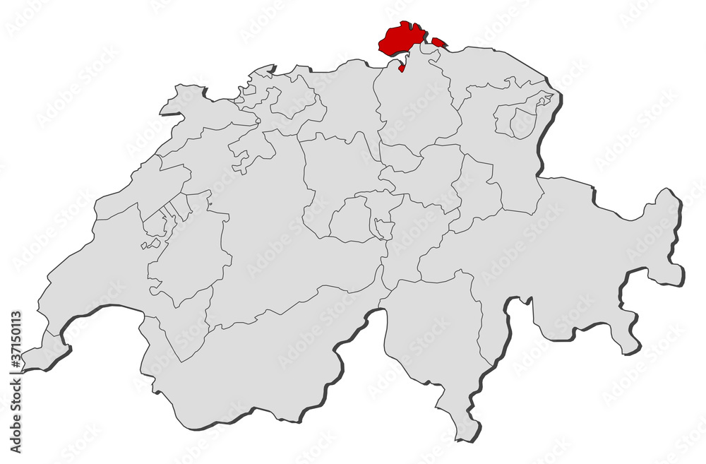 Map of Swizerland, Schaffhausen highlighted