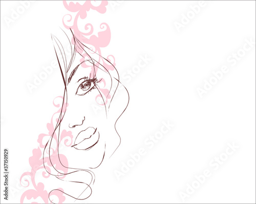 VECTOR Background with a portrait of the beautiful young girl