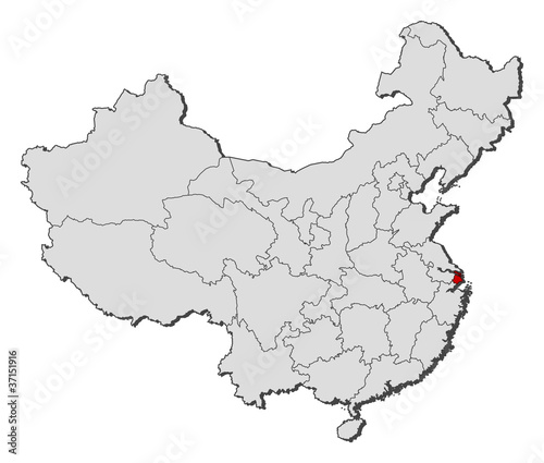 Map of China, Shanghai highlighted