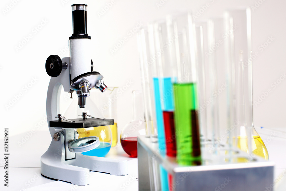 Chemistry laboratory equipment and glass tubes Chemistry laboratory equipment and glass tubes