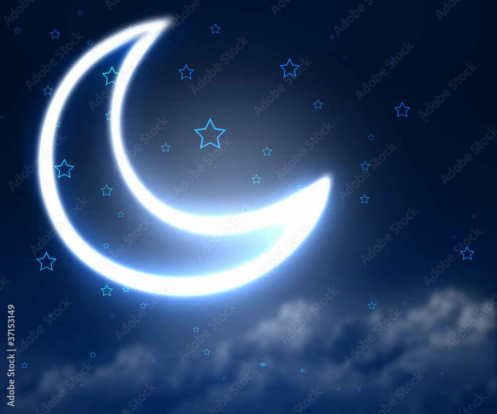 Fototapeta premium Night sky background with moon and stars