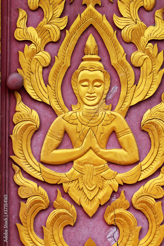 Buddhist temple window  Issan  Thailand.