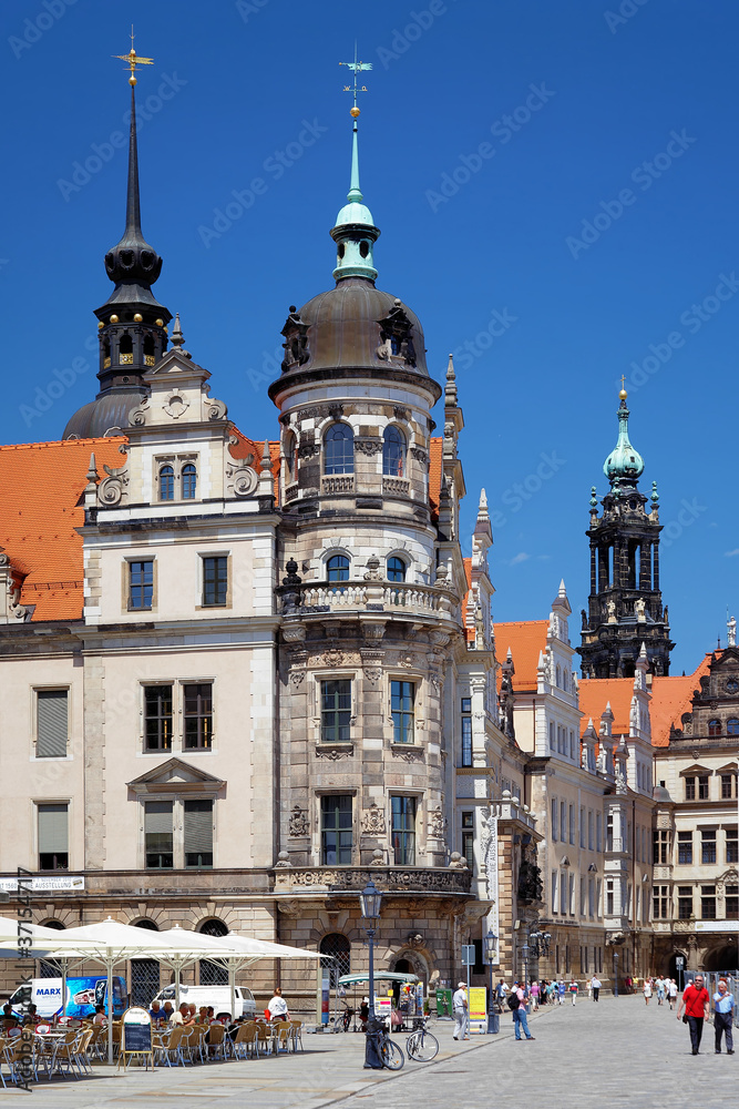 Fragment of the Dresden Castle and Tower of the Catholic Church