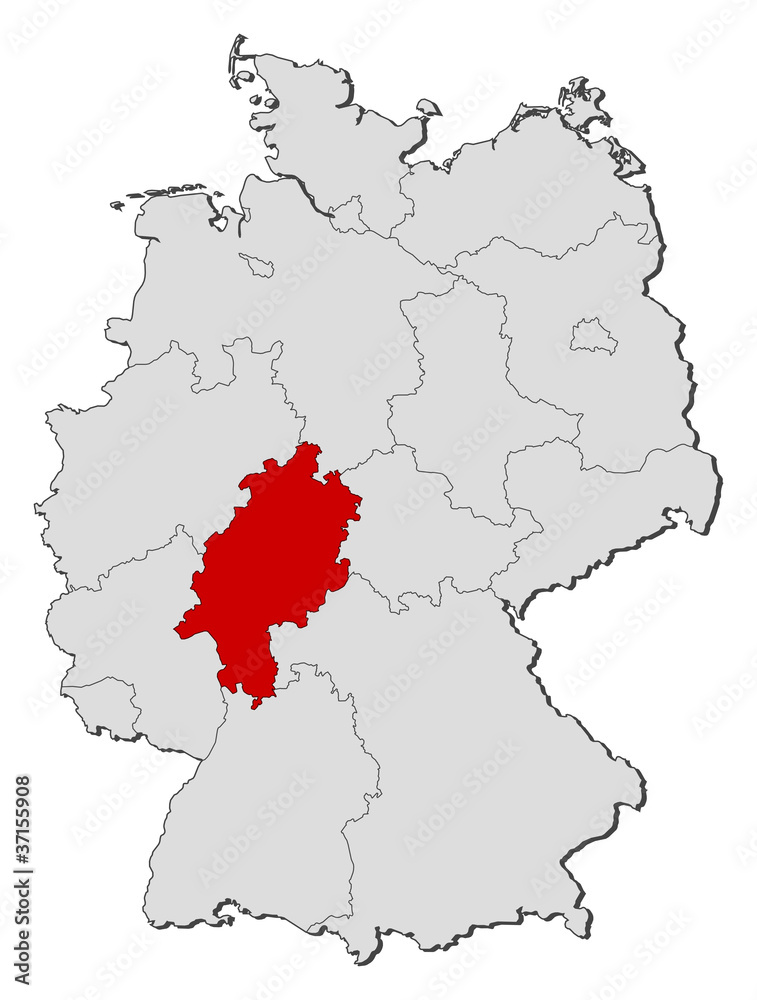 Map of Germany, Hesse highlighted