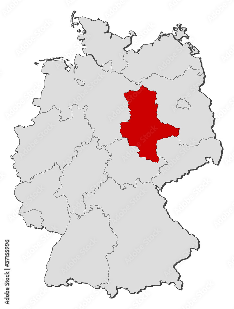 Map of Germany, Saxony-Anhalt highlighted