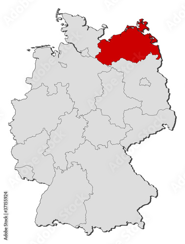 Map of Germany  Mecklenburg-Vorpommern highlighted