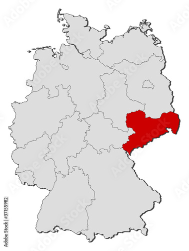 Map of Germany, Saxony highlighted