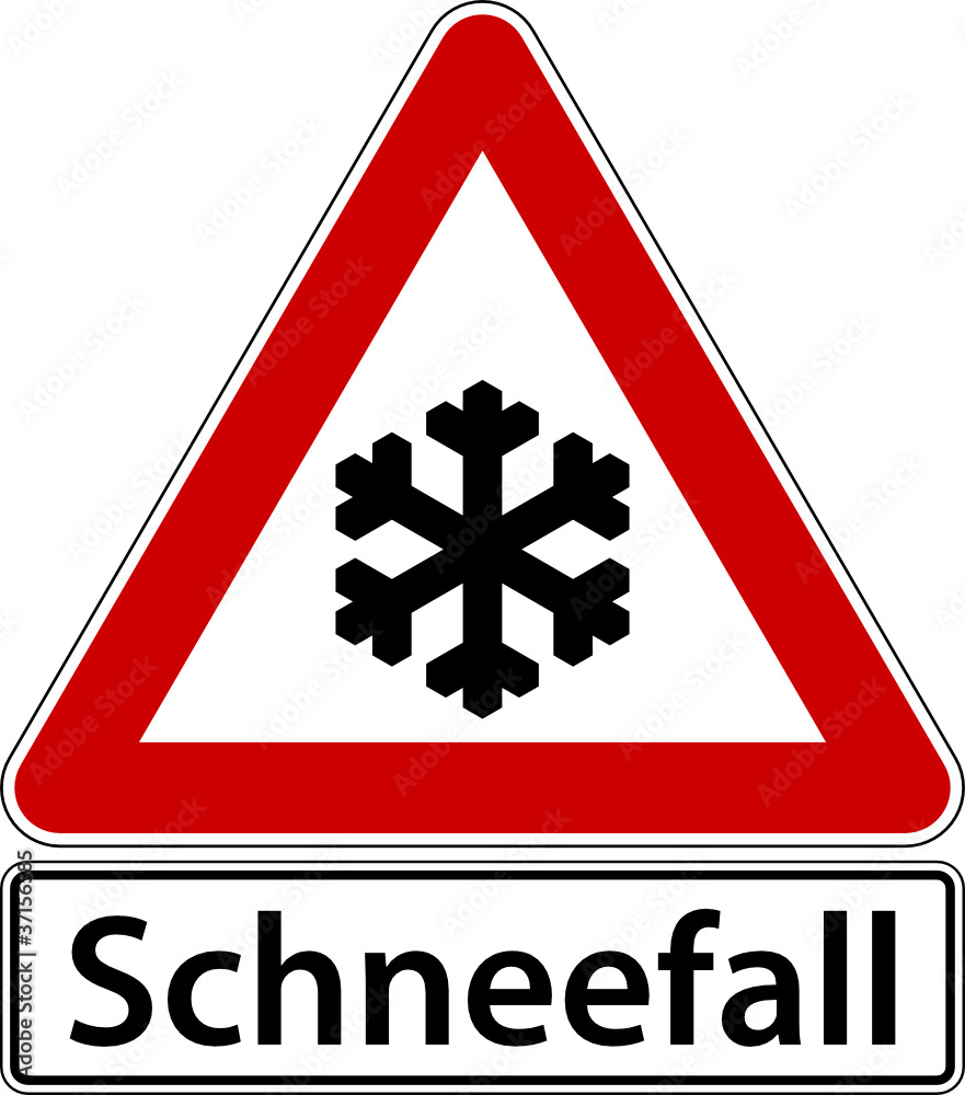 Schneefall Schild Verkehrszeichen Frost Winter Warnschild Schneefall Schild Verkehrszeichen Frost Winter Warnschild