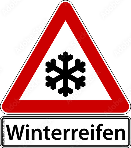 Winterreifen Frost Schild Verkehrszeichen Warnschild