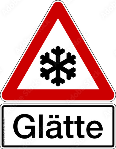Glätte Schild Verkehrszeichen Frost Winter
