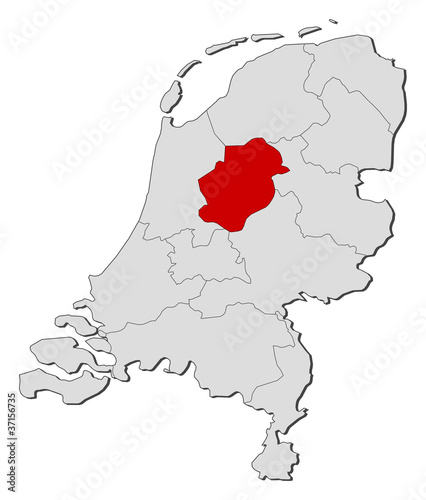 Map of Netherlands, Flevoland highlighted