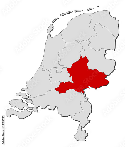 Map of Netherlands, Gelderland highlighted