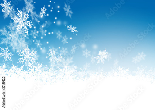 Blauer Himme, Winter, Schnee, Eisblumen, Schneeflocken, Frost photo