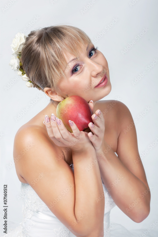 Bride with apple