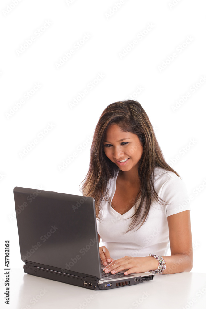 Young Asian woman on a laptop Young Asian woman on a laptop