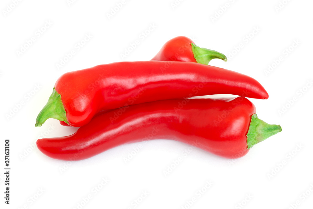 Red Hot Peppers isolated on white background