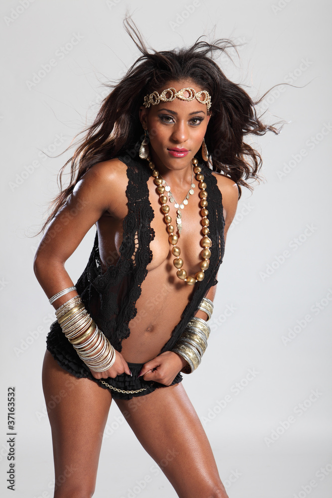 Beautiful mixed race amazon woman sexy boobs Stock Photo | Adobe Stock