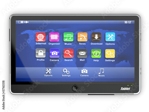 Tablet pc on white background. 3d