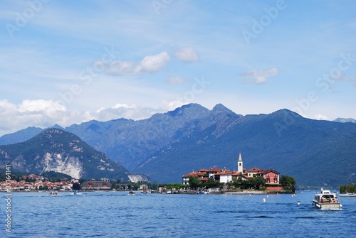 Lake Maggiore, Fishermen Island and Alps mountains, Italy