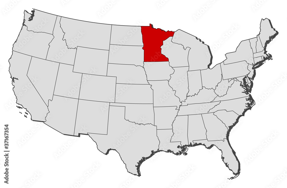 Map of the United States, Minnesota highlighted