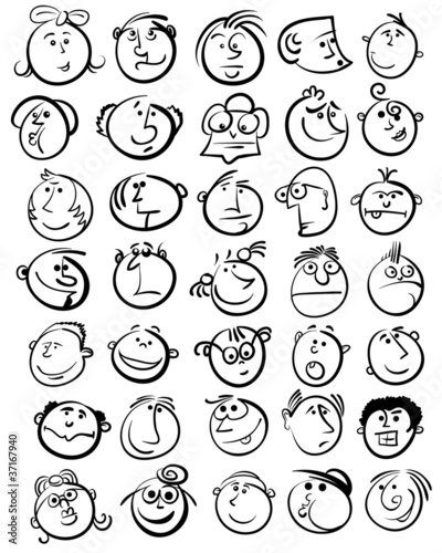 People face cartoon vector icon