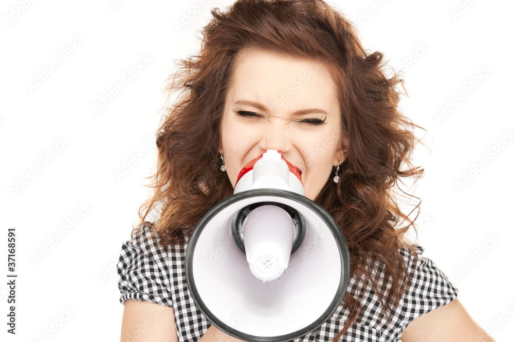 woman with megaphone woman with megaphone