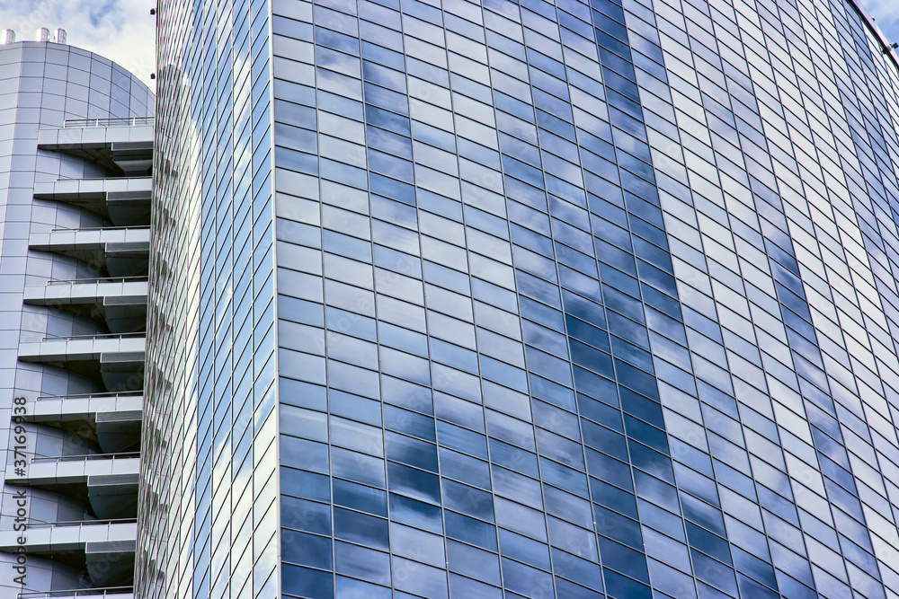 Glass wall of modern building Glass wall of modern building