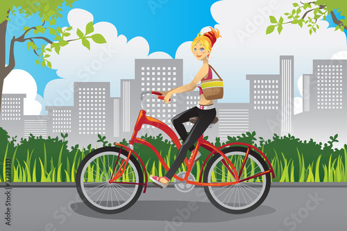 Woman riding a bike