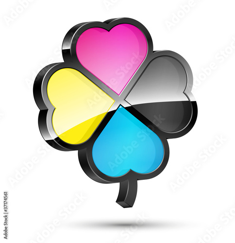 3D Four-Leaved Clover Logo