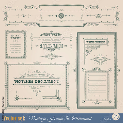 Vintage frame, ornament and element for decoration and design