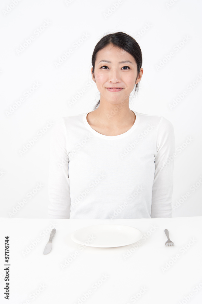 attractive asian woman with dish attractive asian woman with dish